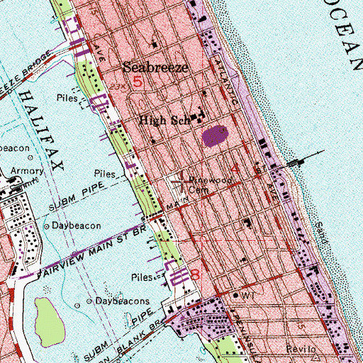 Topographic Map of Pinewood Cemetery, FL