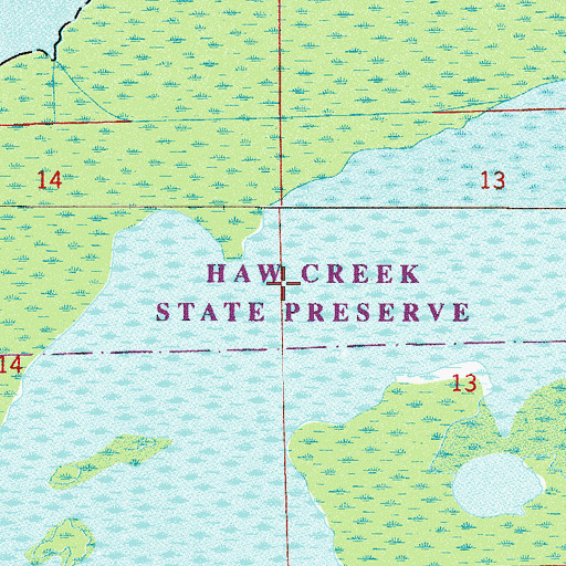 Topographic Map of Haw Creek Preserve State Park, FL