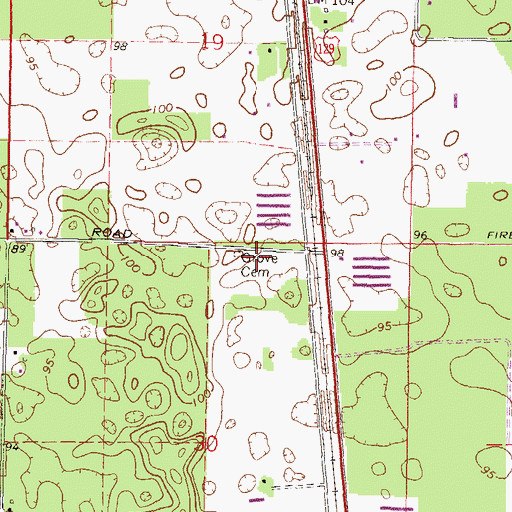 Topographic Map of Grove Cemetery, FL