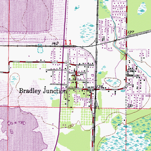 Topographic Map of Bradley Junction, FL