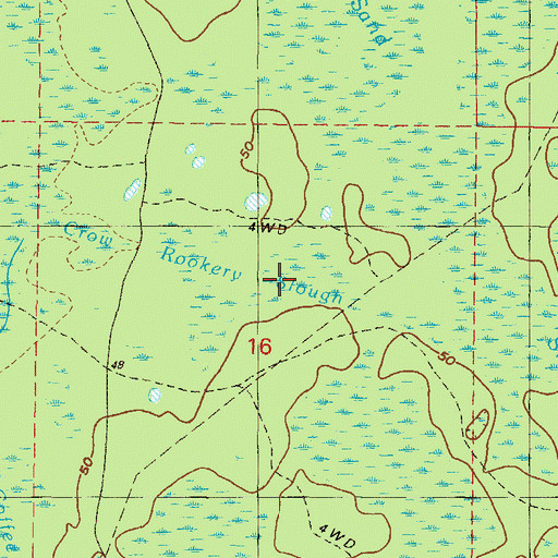 Topographic Map of Crow Rookery Slough, FL