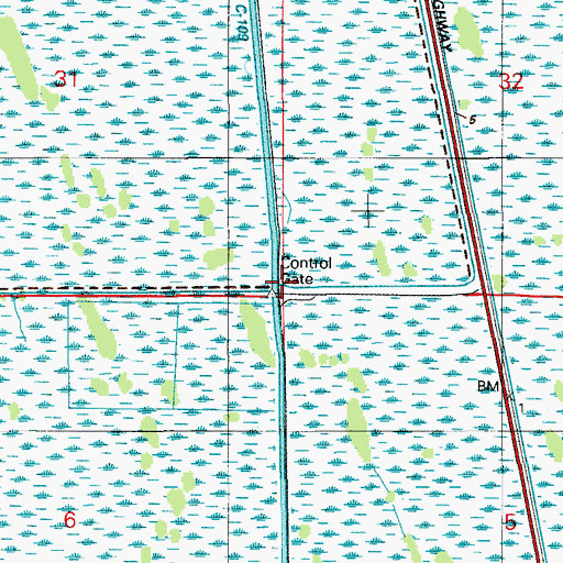 Topographic Map of United States Highway Canal Number C-109, FL
