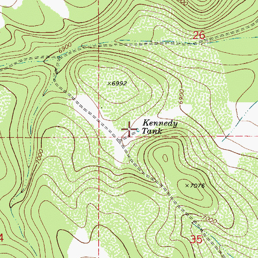 Topographic Map of Kennedy Tank, AZ