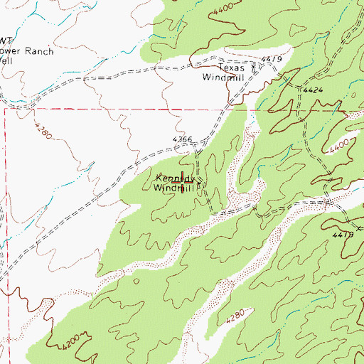 Topographic Map of Kennedy Windmill, AZ