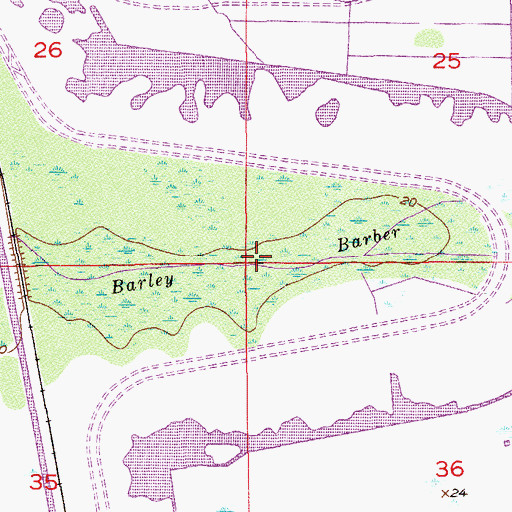 Topographic Map of Barley Barber Swamp, FL