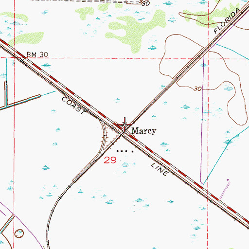 Topographic Map of Marcy, FL