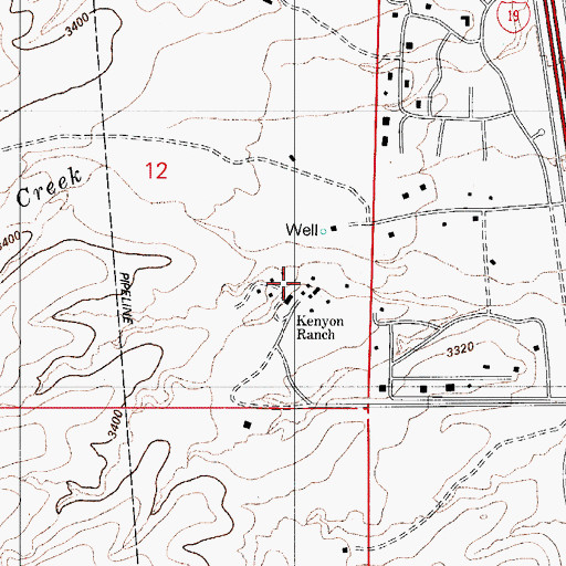 Topographic Map of Kenyon Ranch, AZ