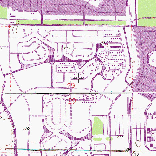 Topographic Map of Village Square, FL