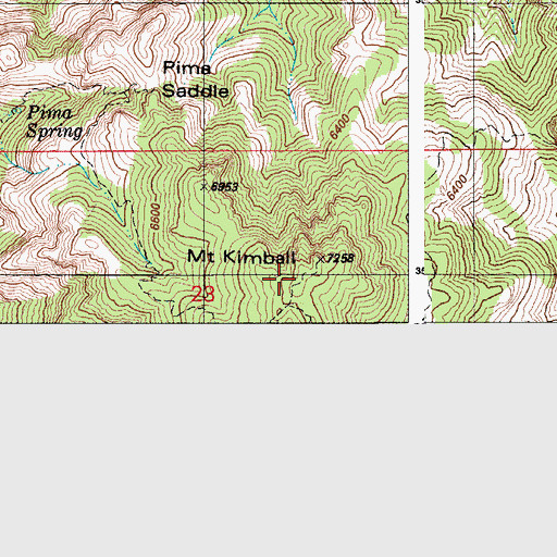 Topographic Map of Mount Kimball, AZ