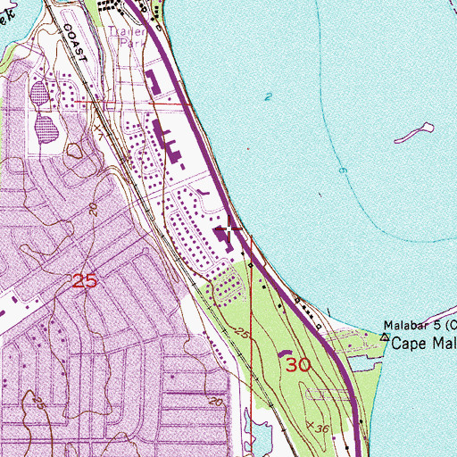 Topographic Map of Port Malabar Plaza, FL