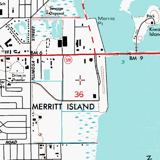 Topographic Map of Merritt Square Mall, FL