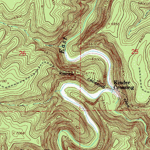Topographic Map of Kinder Crossing Trail, AZ