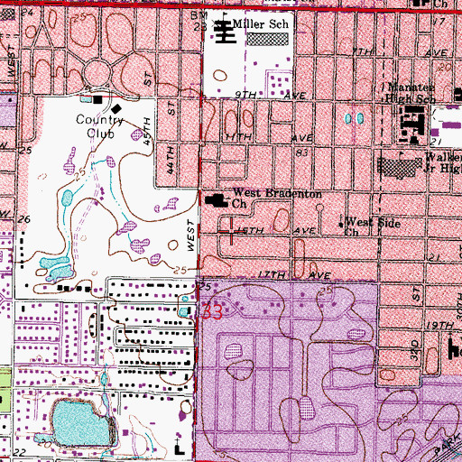 Topographic Map of Bradenton Christian School, FL