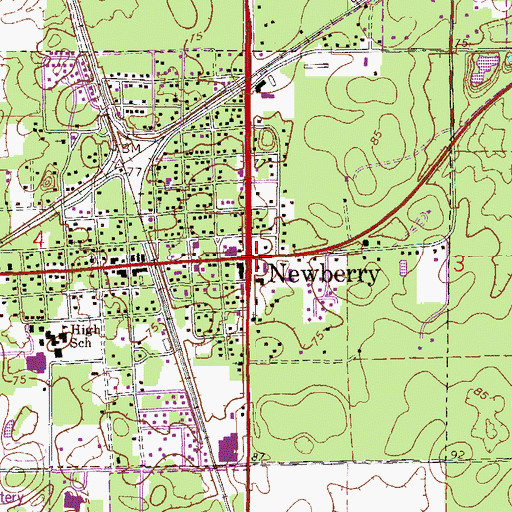 Topographic Map of Newberry, FL