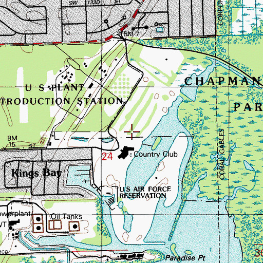 Topographic Map of Deering Bay, FL