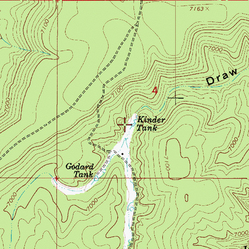 Topographic Map of Kinder Tank, AZ