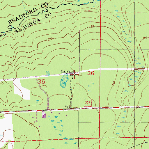 Topographic Map of Calvary Church, FL