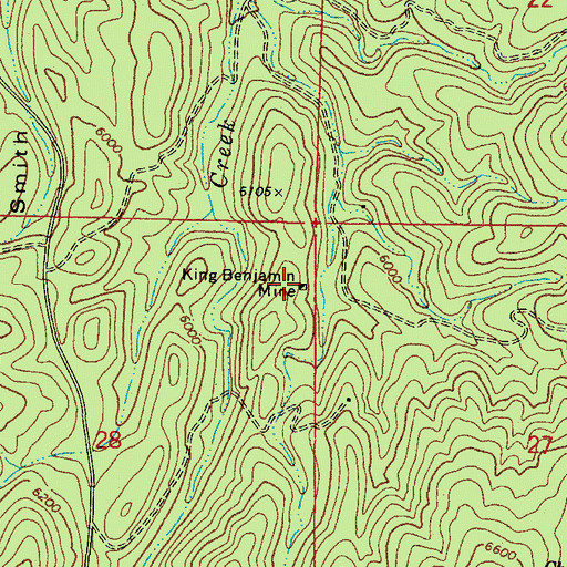Topographic Map of King Benjamin Mine, AZ