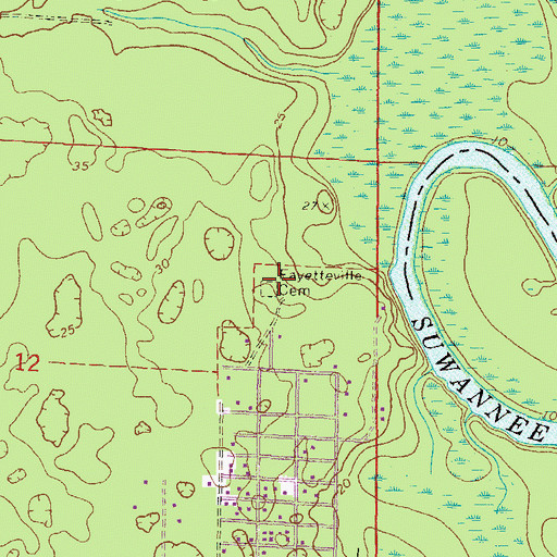 Topographic Map of Fayetteville Cemetery, FL