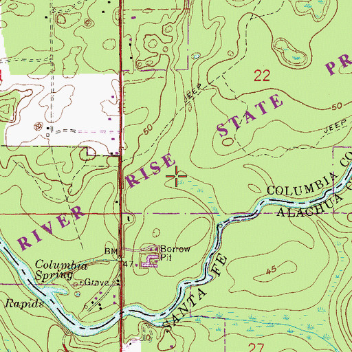 Topographic Map of River Rise Preserve State Park, FL