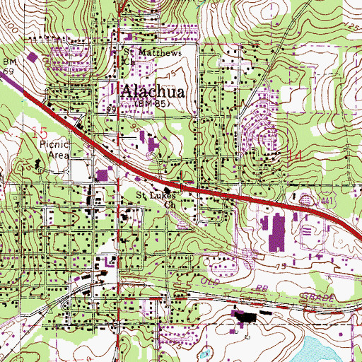 Topographic Map of Saint Luke AME Church, FL