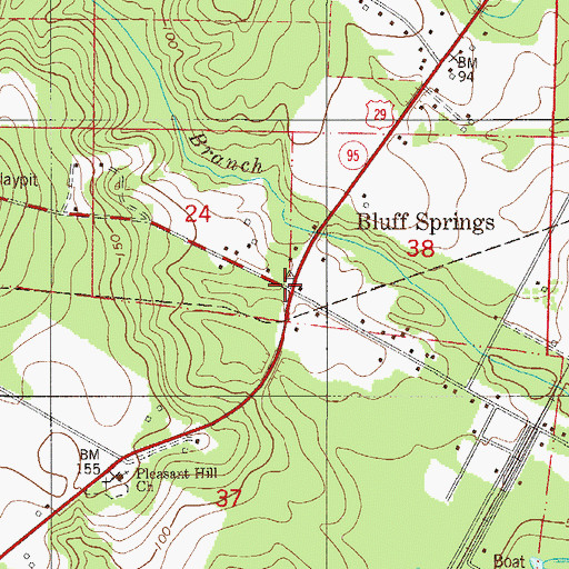 Topographic Map of Bluff Springs, FL