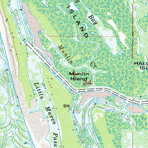 Topographic Map of Munlin Island, FL