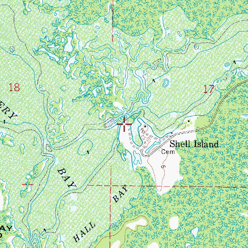 Topographic Map of Shell Island, FL