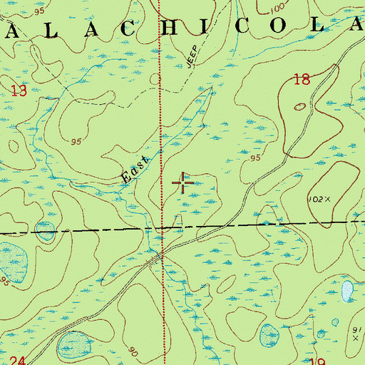 Topographic Map of Bayou George, FL