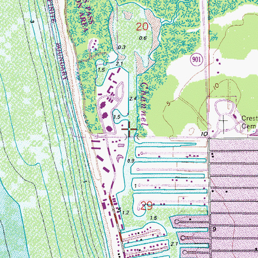 Topographic Map of Vanderbilt Channel, FL