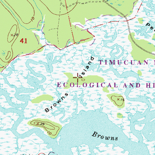 Topographic Map of Browns Island, FL