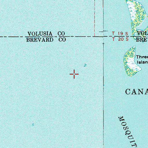 Topographic Map of Canaveral National Seashore, FL