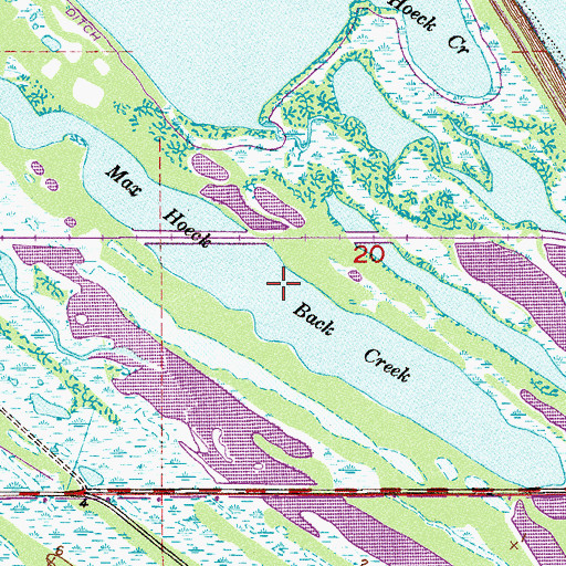 Topographic Map of Max Hoeck Back Creek, FL
