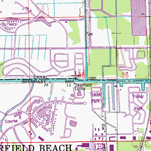 Topographic Map of Deerfield Locks, FL