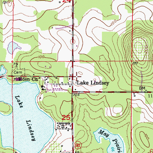 Topographic Map of Lake Lindsey, FL