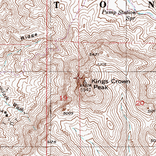Topographic Map of Kings Crown Peak, AZ