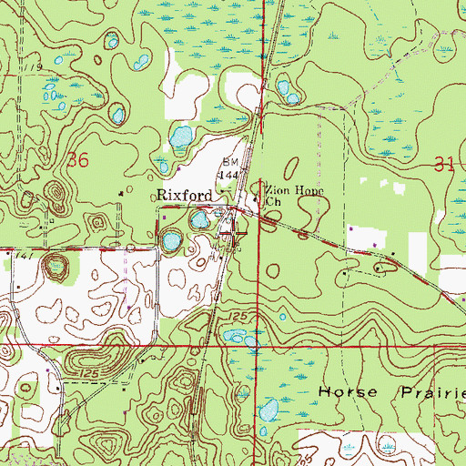 Topographic Map of Rixford, FL