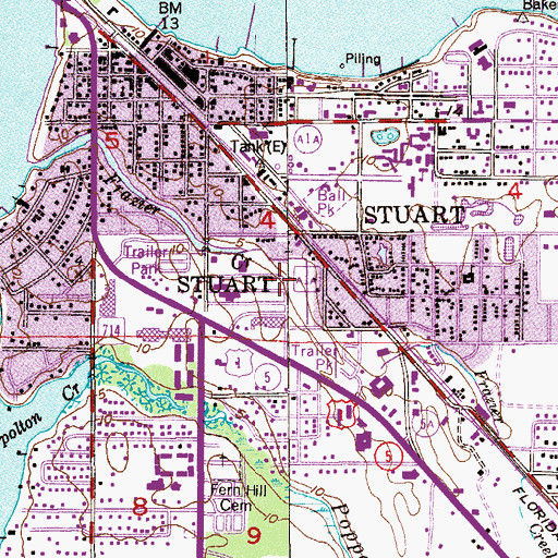 Topographic Map of Stuart Centre, FL