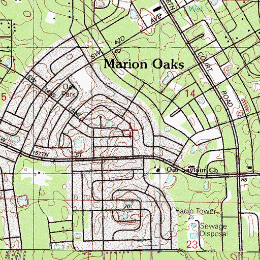 Topographic Map of Marion Oaks, FL