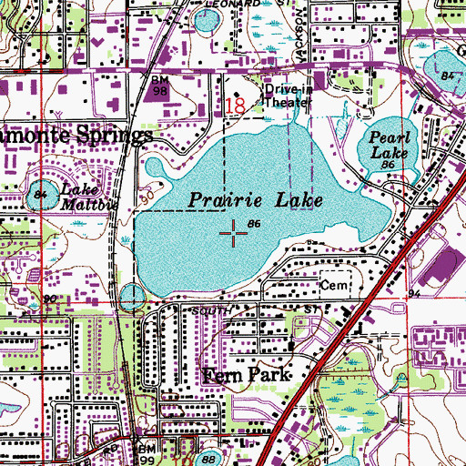 Topographic Map of Prairie Lake Private Res Sp Mooring Facility Seaplane Base, FL