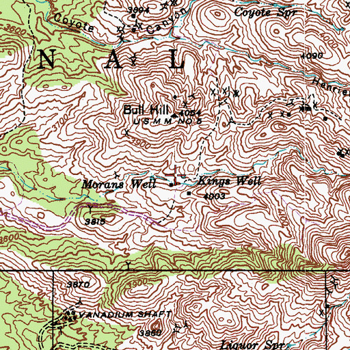 Topographic Map of Kings Well, AZ