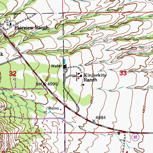 Topographic Map of Kinjockity Ranch, AZ