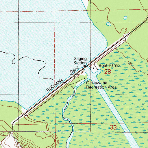 Topographic Map of Rodman Dam, FL