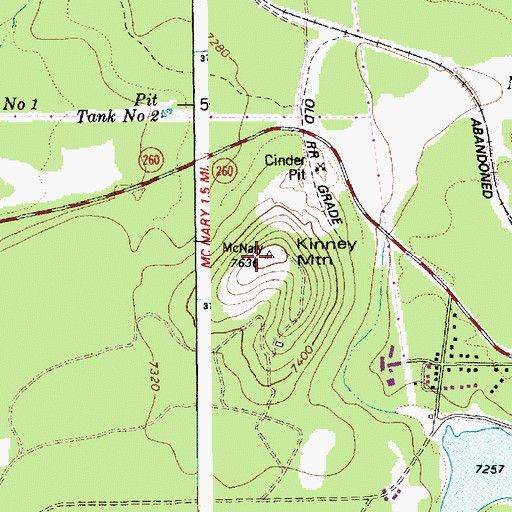 Topographic Map of Kinney Mountain, AZ