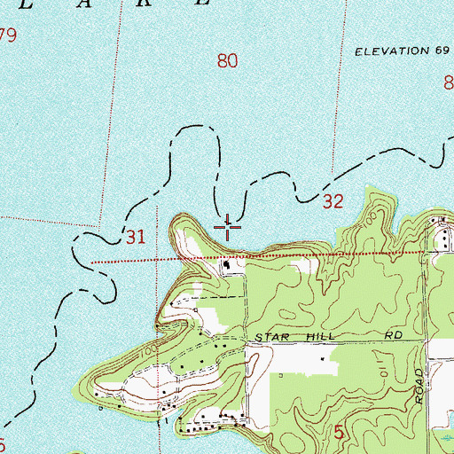 Topographic Map of Harveys Landing, FL