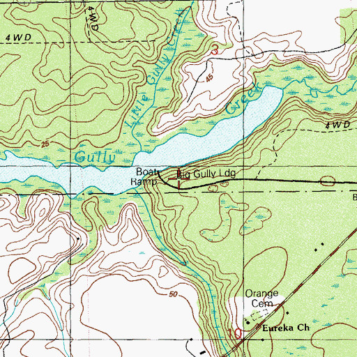 Topographic Map of Big Gully Landing Campground, FL