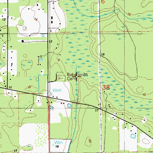 Topographic Map of Honey Branch, FL