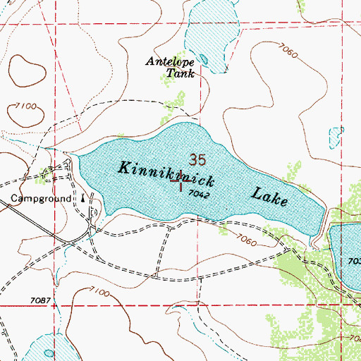Topographic Map of Kinnikinick Lake, AZ