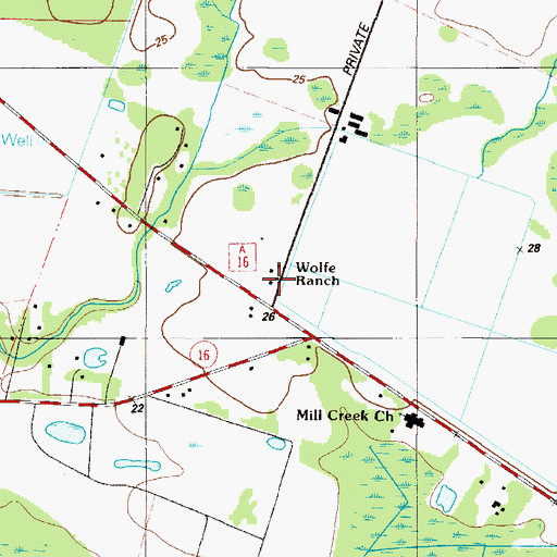 Topographic Map of Wolfe Ranch, FL