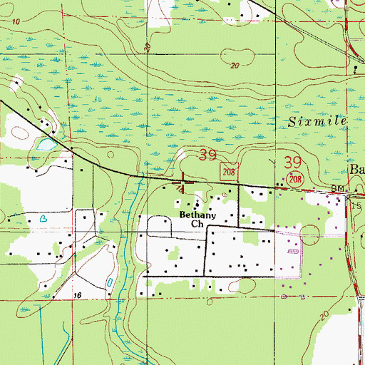 Topographic Map of Bethany Bible Church, FL